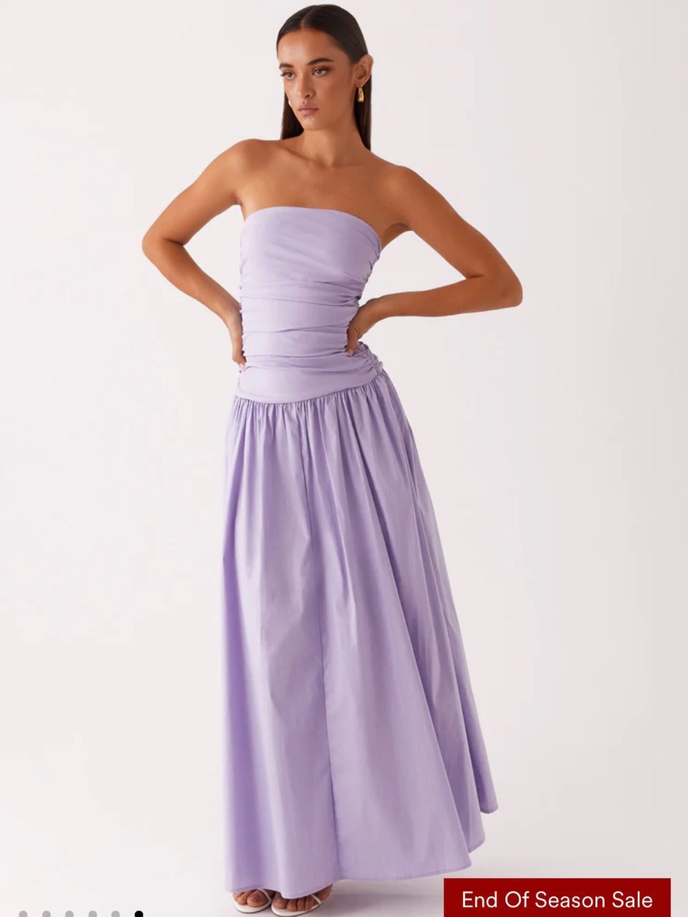 Peppermayo Carmel in Lavander Strapless Maxi Dress